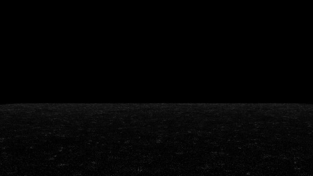 Rain falls and splashes on dark, wet ground or floor, creating ripples, moody, atmospheric background for dramatic or somber scenes