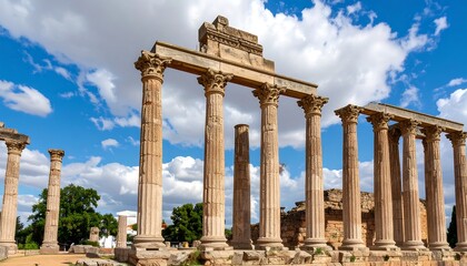 Obraz premium Ancient columns under a vibrant sky