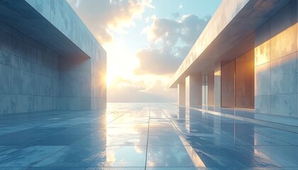 Modern architecture at sunrise