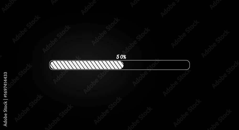 Fototapete retro loading bar animation,loading bar animation on black screen.