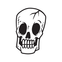 Creepy Halloween Skull Character Doodle Vector Hand Drawn Art