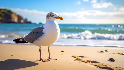 Seagull on sandy beach