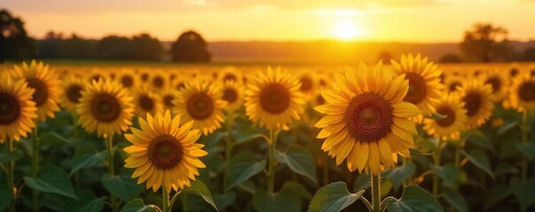 Obraz premium Golden Hour Sunflowers Ripe and Ready for Harvest in a Bountiful Autumn Field