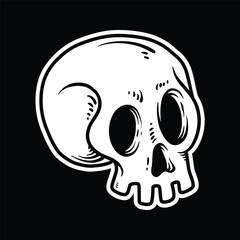 Spooky Skull Illustration Cartoon Hand Drawn Doodle Style for Halloween Design