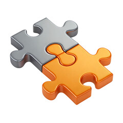 Obraz premium Two 3d interlocking puzzle pieces symbolizing connection teamwork and solutions
