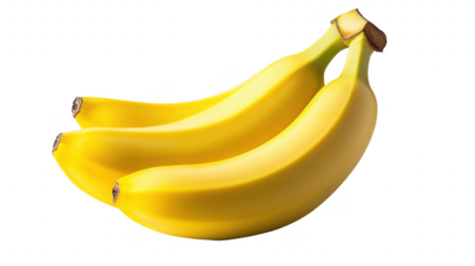 Vibrant yellow bananas with a transparent background offering a focus on freshness and nutrition