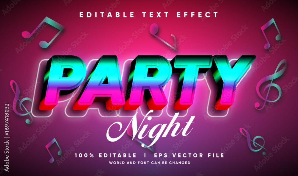 Poster party vector text effect with modern style