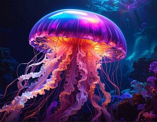 Vibrant jellyfish background.