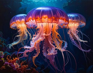 Vibrant jellyfish background.