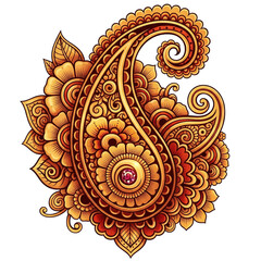 Elegant paisley design with intricate floral elements for vibrant Indian cultural designs