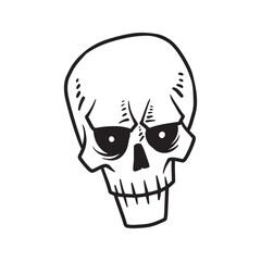 Halloween Skeleton Skull Hand Drawn Doodle Vector Clipart Design on white background
