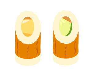 チーズとキュウリを詰めたちくわのイラスト