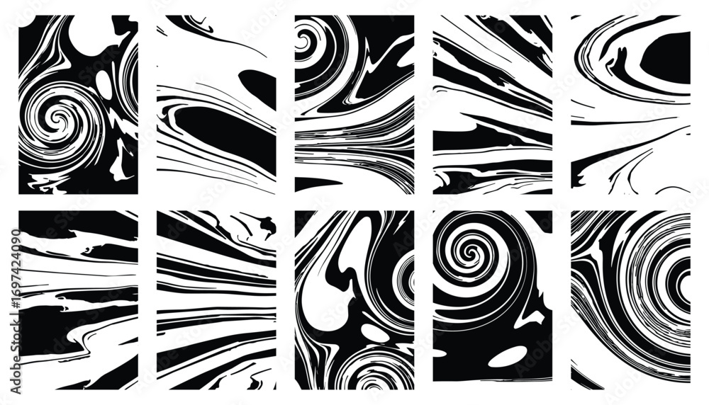 Poster black and white abstract swirl pattern texture background vector illustration