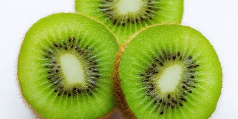 Fototapeta premium Vibrant kiwi slices display their internal beauty, showcasing fresh and healthy goodness.