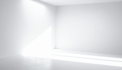 Fototapeta premium Bright White Minimalist Background Studio with Geometric Sunlight Shadows