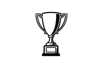 Black and White Trophy Cup Award Symbol Victory Achievement Vector Illustration
