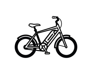 Obraz premium Black Electric Bicycle Shape, Eco-Friendly Transport, Isolated Object, Vector Illustration.