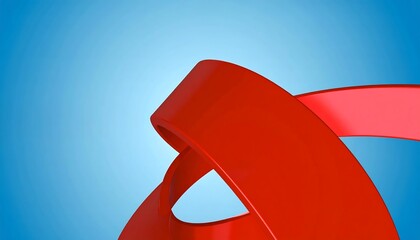 Red ribbons swirling on a light blue background