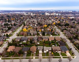 Aerial view of residential neighborhood