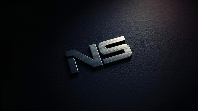 Futuristic 3D metallic logo of the letters NS in shiny finish