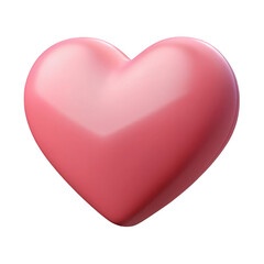 Fototapeta premium A glossy, threedimensional pink heart shape is isolated on a pure transparent background, symbolizing love and affection