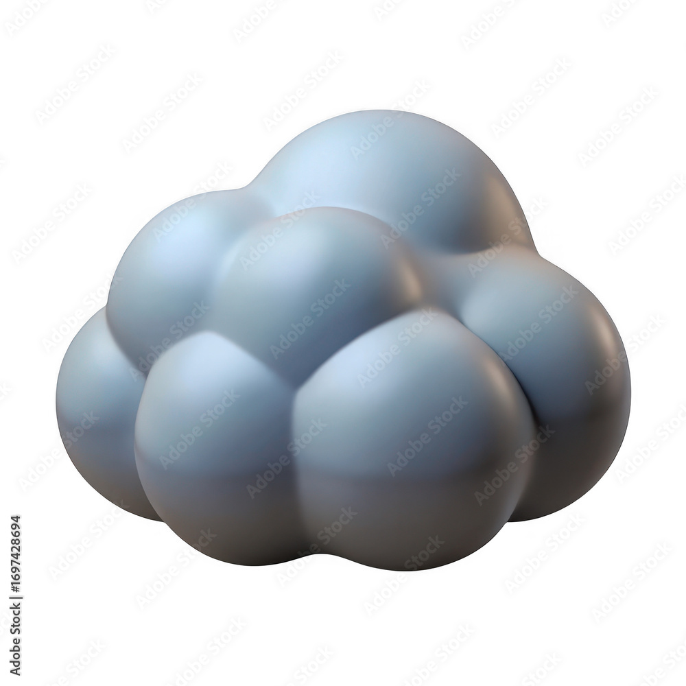 Poster a soft, 3d rendered cloud with a smooth, rounded texture, isolated on a plain transparent background