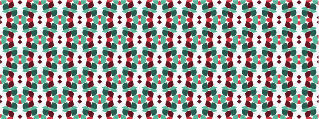 A festive christmas themed geometric pattern featuring red and teal color combinations.