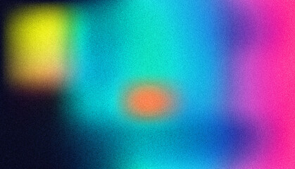 Abstract Colorful Gradient Background with Noise Texture:  Vibrant Teal, Pink, and Yellow Hues, Blurred and Textured Effect, Digital Art.