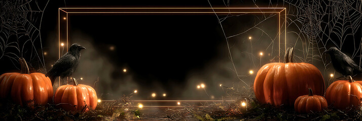 Cozy autumn scene with glowing pumpkins and festive lights perfect for halloween celebrations