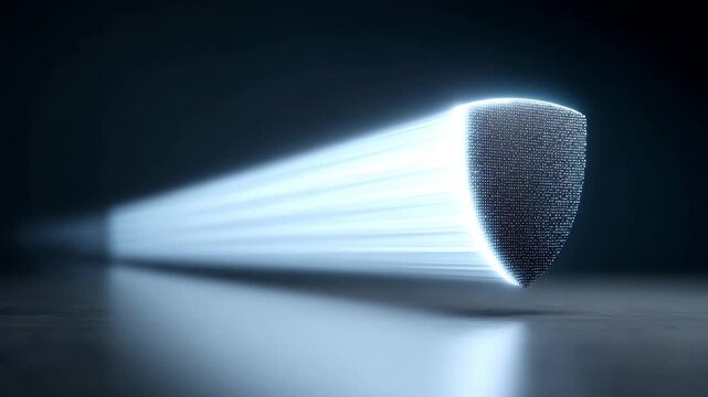 Illuminated Shield: A solitary shield, bathed in a beam of ethereal light, embodies the themes of defense, protection, and security. This image is a striking depiction of strength and safety.