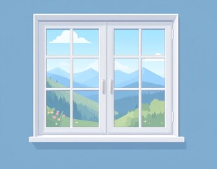 Obraz premium Window overlooking mountains