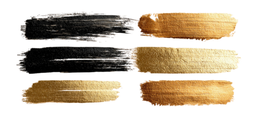 Abstract painted shapes in black and gold