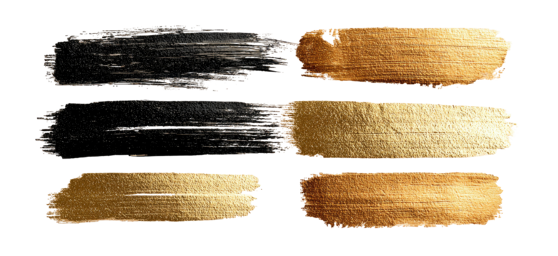 Abstract painted shapes in black and gold