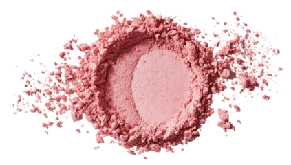 A light-pink cosmetic powder, in a circular well, surrounded by scattered powder