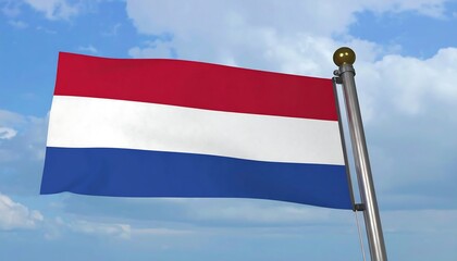 Dutch flag waving in a clear sky