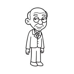 Old person in formal suit black and white vector illustration portrait elegant classic digital artwork