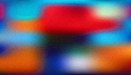 Abstract Colorful Blurred Background with Noise Texture:  Vibrant Red, Blue, and Orange Gradient, Soft Focus,  Digital Art,  Modern Design.