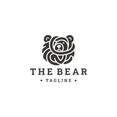 Obraz premium Bear logo vector hipster vintage template design