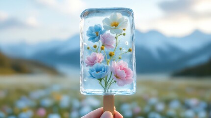 Floral Ice Pop Delight - A Refreshing Summer Treat.
