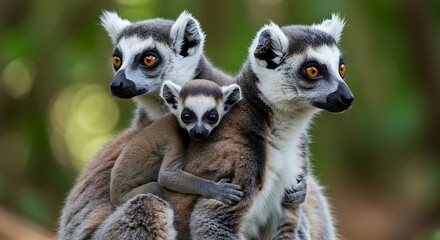 Fototapeta premium Lemur family portrait