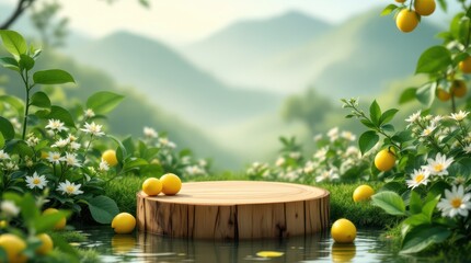 Lemon Grove Stage - A Natural Product Display in a Lush Garden.