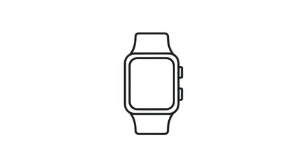 A simple line art illustration of a smartwatch, isolated on a plain transparent background, symbolizing modern technology and connectivity
