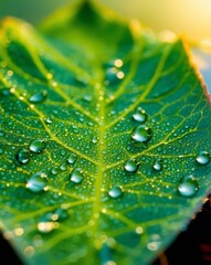 water drops on leaf macro photography 