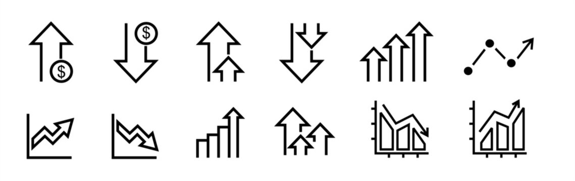 Increase and decrease icon symbol vector 