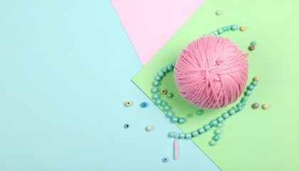 Pastel yarn ball and beads