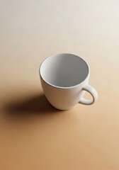 Minimalist ceramic mug with soft lighting on warm gradient background