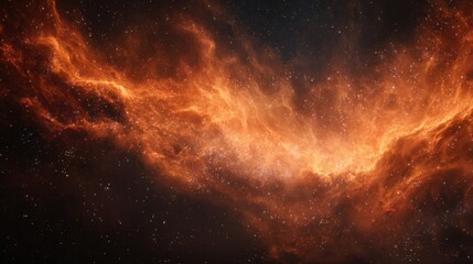 Obraz premium Vibrant Cosmic Nebula with Rich Orange and Red Colors Illuminating a Deep Space Background Full of Stars