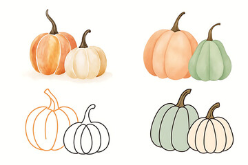 Watercolor pumpkins