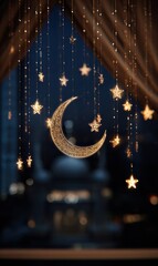 Premium Mawlid al Nabi Night Mosque Lights with Crescent and Star Decorations Authentic Family Festival Content for Social Media Marketing and Editorial Use