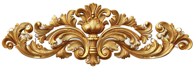 Ornate gold decorative trim with detailed scrollwork and a central flower bud